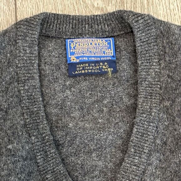 Pendleton Sweater Vest Mens Medium Virgin Lambswool Sleeveless Grey Casual - Picture 3 of 7